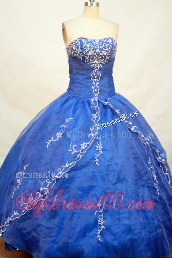 Royal Blue Ball Gown Appliques Puffy Sweet 15 Dresses Hot Sale
